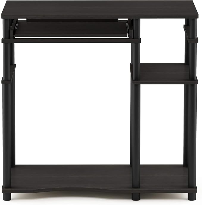Furinno Abbott Computer Desk with Bookshelf, Espresso/Black