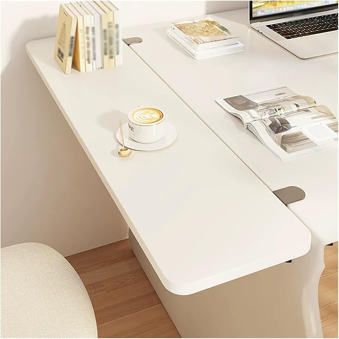 Clamp On Desk Extender, 90 Degree Foldable Desktop Extension Board, Ergonomic Keyboard Tray Extender for Office Desk, Dining Table, Window Sill & Bookshelf Space Saving White 25x80cm (9.8inx31.5in)