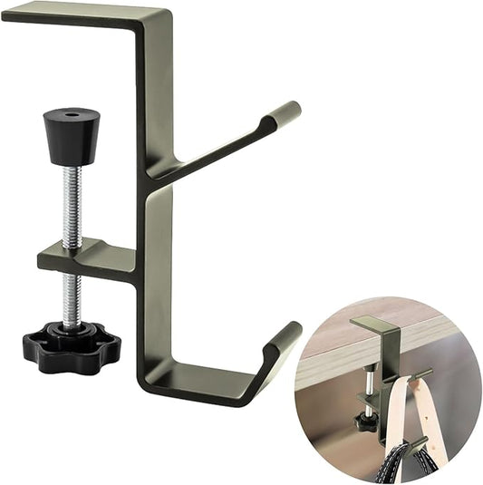 Desk Mount Bag Holder Hook Clamp-On Backpack Hanger Portable Desk Mount Headphones Holder Reduce Desk Clutter for Table Desk, Under Counter (Grey)