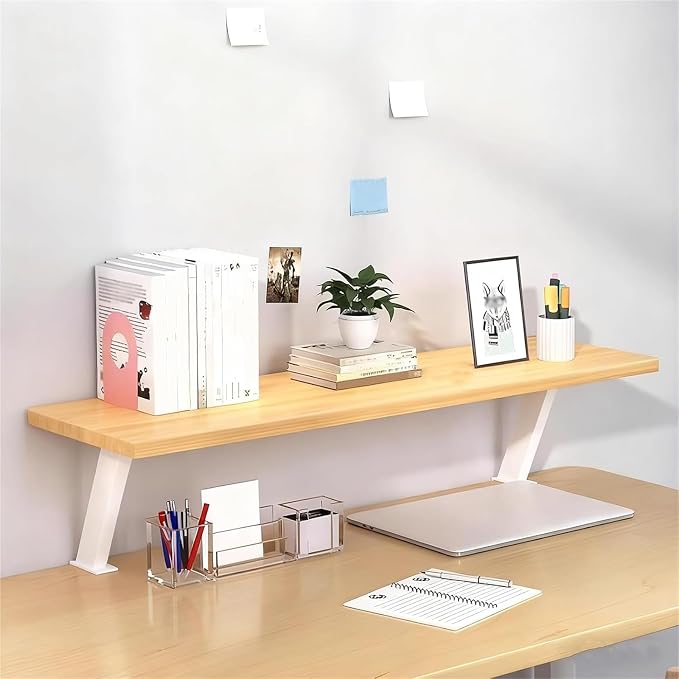 Desktop Shelf Organizer, 32in Space-Saving Desk Storage Rack, 1 Tier Hutch Shelf for Home Office Study, Clamp On Design