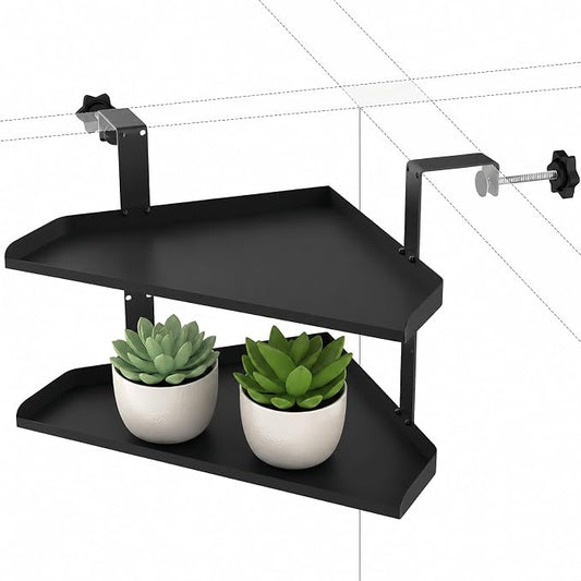 Office Cubicle Shelf, 17 Inch Floating Storage Organizer Rack, Knob Tension Mount No Drill Hanging Cubicle Shelf with Adjustable Hooks,Black 1 Pack