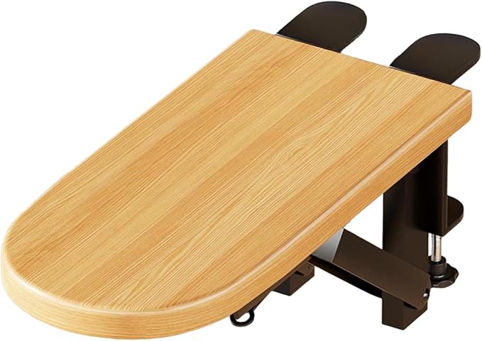 Desk Extension Tray Side Table Workstation Organizer Multifunctional Foldable Space Saving Table Arm Rest Clamp on Desk Shelf 12.4x5.7 inch- Wood 2 Clamp