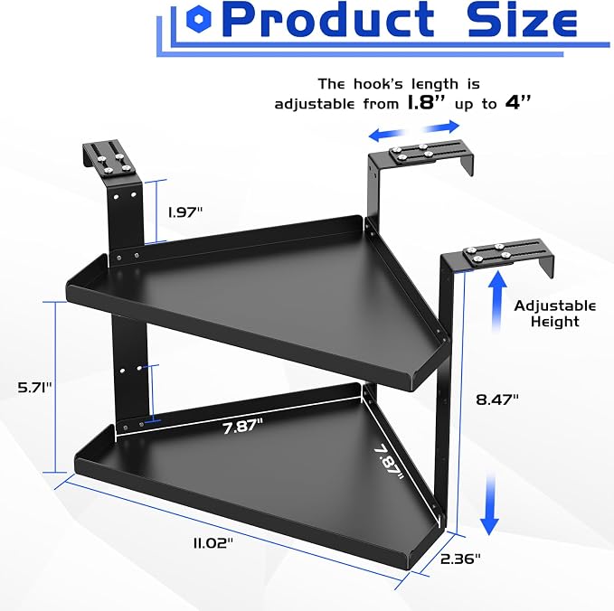 11in Office Cubicle Corner Shelf with Hooks Adjustable More Holes for Greater Durability & Thickness Cubicle Shelf Hanging