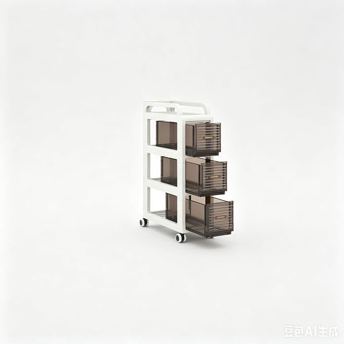 Bathroom Storage with Drawers, 7.87" Wide Slim Storage Cabinet with Wheels for Small Spaces, Narraw Cart for Kitchen Office Bedroom Dinning Room Under Desk, 26" Tall