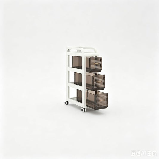 Bathroom Storage with Drawers, 7.87" Wide Slim Storage Cabinet with Wheels for Small Spaces, Narraw Cart for Kitchen Office Bedroom Dinning Room Under Desk, 26" Tall