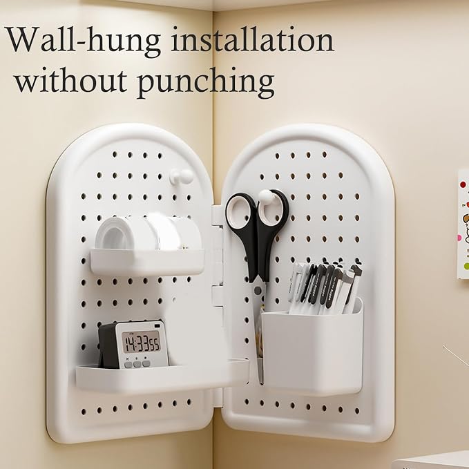 Space Efficient Corner Desk Organizers Pegboard Panel Easy Installation Storage Corner Desk Storage Shelf