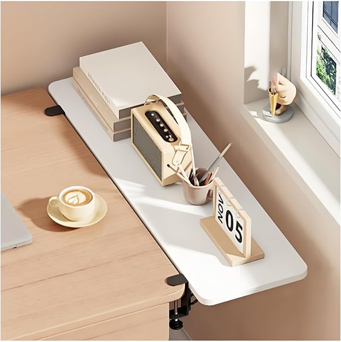 Desk Extender Tray,Clamp-on Kitchen Table Extender Extension Baffle, Removable Foldable Sturdy Support Ergonomic Desk Extender,for Home Office Desktop Extension(White,(L*W)15.7*10in/40*25cm)