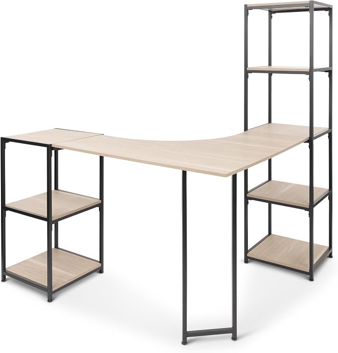CB Home Square Corner Desk w/5-Tier Tower - Modular Shelving System Customizable with 30+ Free Combinations- Contract Grade Quality
