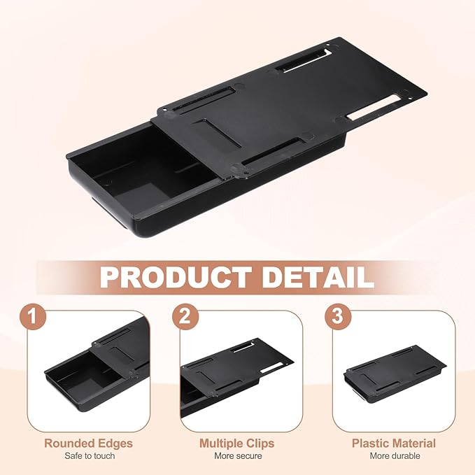 PATIKIL 2 Pack Under Desk Drawer Slide Out, 8.66 x 4.3" Plastic Table Storage Drawers Slide Out Storage Box for Laptop Study Desks Dining Dressing Tables Wardrobes Cabinets, Black
