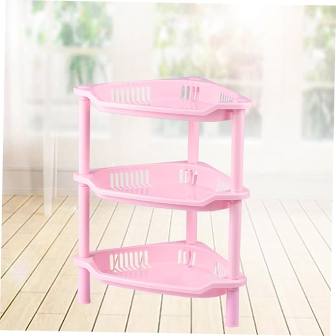 VOSAREA Plastic Storage Shelves Corner Desk Shelf Organizer Basket for Home Kitchen Bathroom Desk Stand Rack Easy Assembly