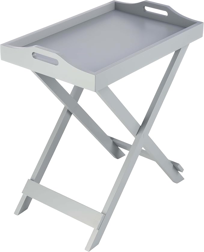 Lavish Home Folding TV Tray Table - Contemporary Side Table with Removable Tray Top for Food Serving, Meals, or Decor in Living Room, Bedroom, or Home Office (Gray)