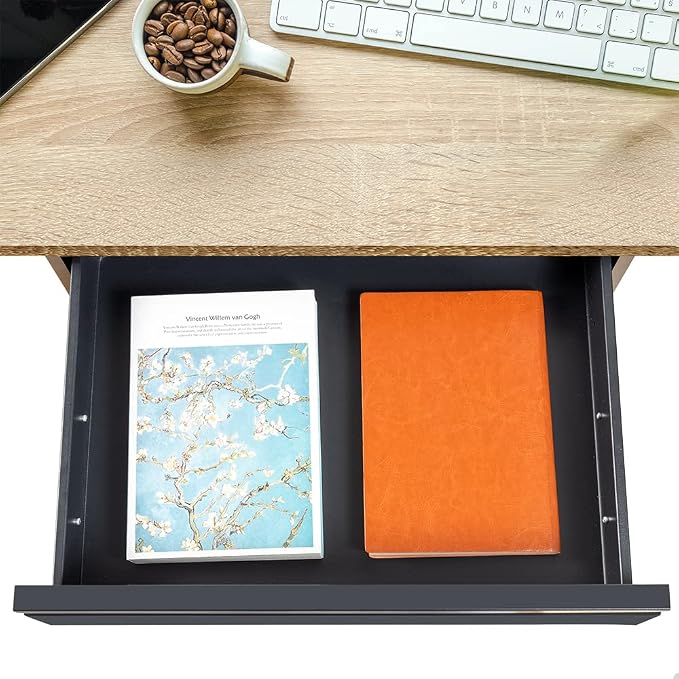 1 Pack Under Desk Drawer 18", Pull-out Storage Organizer with Large Slide Extension Mounted Under Flat Wooden Table or Workbench, Black_Normal Version