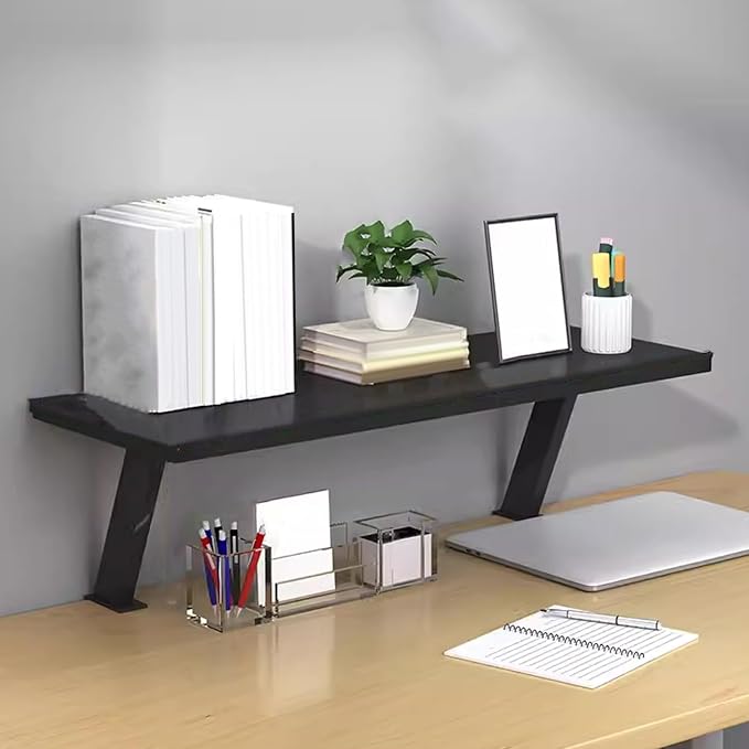 Clamp on Desk Organizer Shelf, Clamp on Desk Shelf, Desk Extension Shelf, Floating Desk Shelf, Clamp on Base, Adjustable Desk Extender Side Table, Desktop Storage Shelf(Black,80cm/31.5")