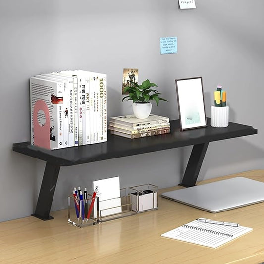 Clamp On Desktop Bookshelf, Versatile Desktop Shelf, Organizer Table Shelf, Computer Desk Heightening Shelves, C-Clamp Design with Rubber Pad, for Table Accessories(Black,120cm/47in)