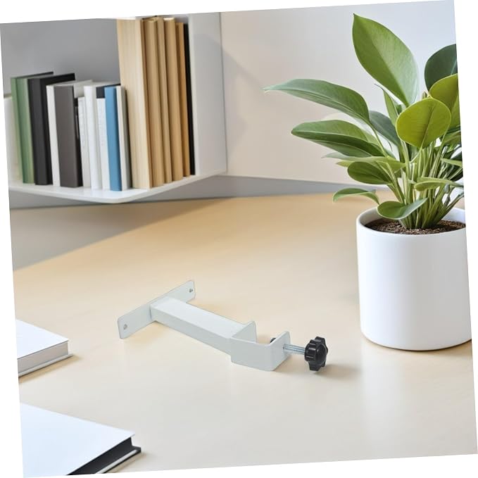 BESTYASH 2pcs White C Clamp Table Extension Bracket Legs, Heavy Duty Thickened Carbon Steel Desk Height Riser Supports for Home Office Desktop Shelf Organizer