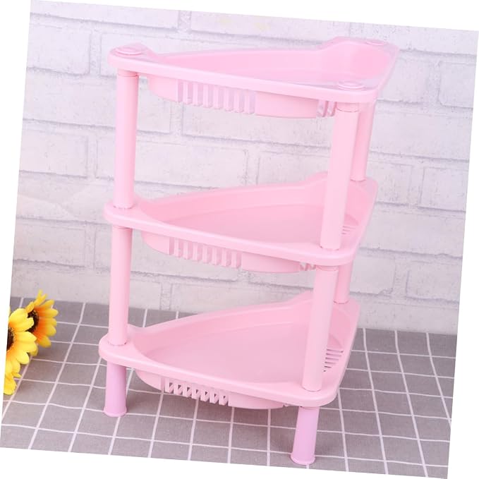 VOSAREA Plastic Storage Shelves Corner Desk Shelf Organizer Basket for Home Kitchen Bathroom Desk Stand Rack Easy Assembly