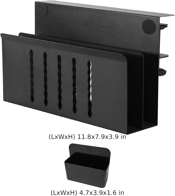 2 Tier Clamp On Desk Shelf, Metal Side Desk Organizer with Pen Holder for Home and Office, Laptop Holder No-Drill Mount for Desktops Up to 2.1 inch Thick