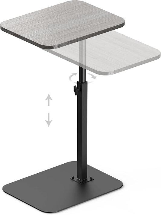 HzTinT Side Table Sofa Tray for Couch Heavy Metal Base Swivel/Adjustable Height, Sofa Bed Bathroom Study TV Tray C Shaped End Table Food Snack Trays for Eating