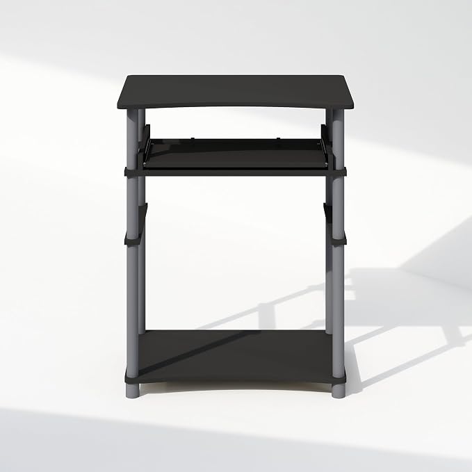 Furinno Home Desk, 23.6" Wide Gaming Desk with Keyboard Tray, Computer Desk, Office Writing Desk for Home Office, Bedroom, Black