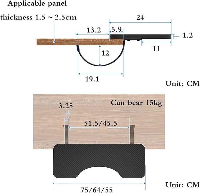 Foldable Desk Extender Tray,Foldable Ergonomics Desk Extender,Extension Side Tabledesk Extender Tray(Brown-Multi-Layer Solid Wood,75CM*24CM)