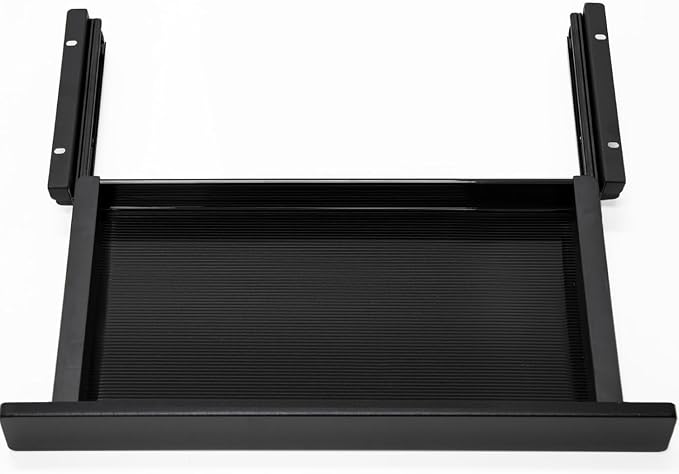 Under Desk Mounted Sliding Drawer to Pull Out, Attachable Desk Pencil Drawer with Ball-Bearing Slides, Metal and Plastic Storage Drawer (Black)