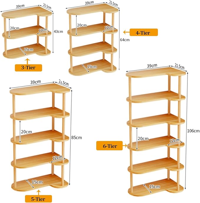 Desktop Corner Bookshelf, Wood Frame Desk Dorm Organizers, Reversible Left/Right Corner Design Storage Rack, Open countertop Display Shelf, for Home Office(6-Tier)