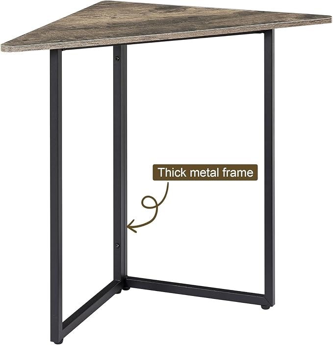 VECELO Corner Shelf, End Side Tables, Triangle Shelves with Metal Frame for Small Space, Living Room, Kitchen, Bathroom Classic Grey