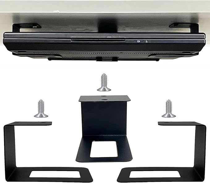 AUXPhome (3) Laptop Holder Under Desk Laptop Mount Organizer Rack Storage Shelf, Add On Under Table Laptops, Keyboard, Routers, Modems, Cable Box, Network Switch & More, Desk Accessories