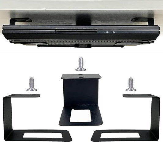 AUXPhome (3) Laptop Holder Under Desk Laptop Mount Organizer Rack Storage Shelf, Add On Under Table Laptops, Keyboard, Routers, Modems, Cable Box, Network Switch & More, Desk Accessories