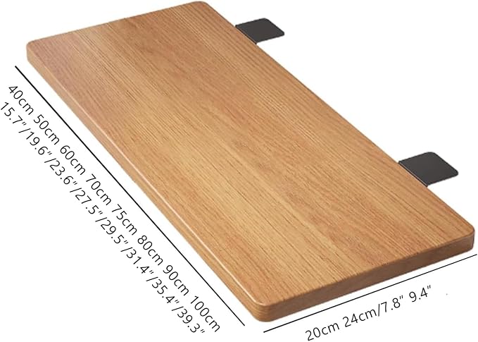 Wood Foldable Desk Extender Tray,Large Size Clamp-on Keyboard Tray,Table Mount Shelf Armrest Support for Home Office Dorm Floating Table(90x24cm(35x9inch), White)
