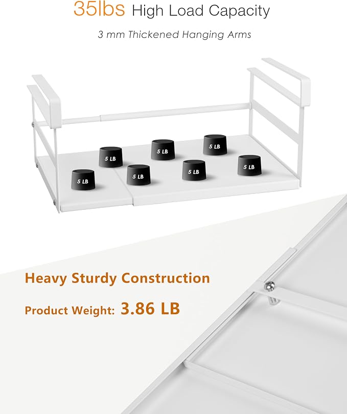 Under Shelf Storage Basket, 2-Pack Under Cabinet Shelf Organizer | Expandable Hanging Basket Holds 35 lbs Add-On Kitchen Pantry Cupboard Counter Laundry 13.19-23.03" W x 8.66" D x 5.12" H