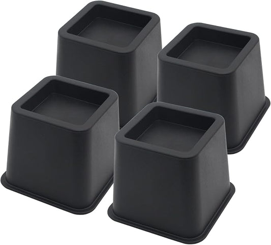 4 Pack Bed Risers 3 inch Furniture Risers, Heavy Duty Bed Lifts Risers for Table, Sofa, Chair, Couch, Desk, Bed Frame Risers Supports Up to 1,500 Lbs Black