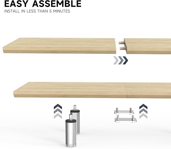 Fenge 39.4 Inch Dual Monitor Stand, Height Adjustable Monitor Riser Stand for Desk, Wooden & Steel Monitor Shelf for 2 Computers up to 99lbs, Stable Desk Organizer for PC Laptop TV, Oak
