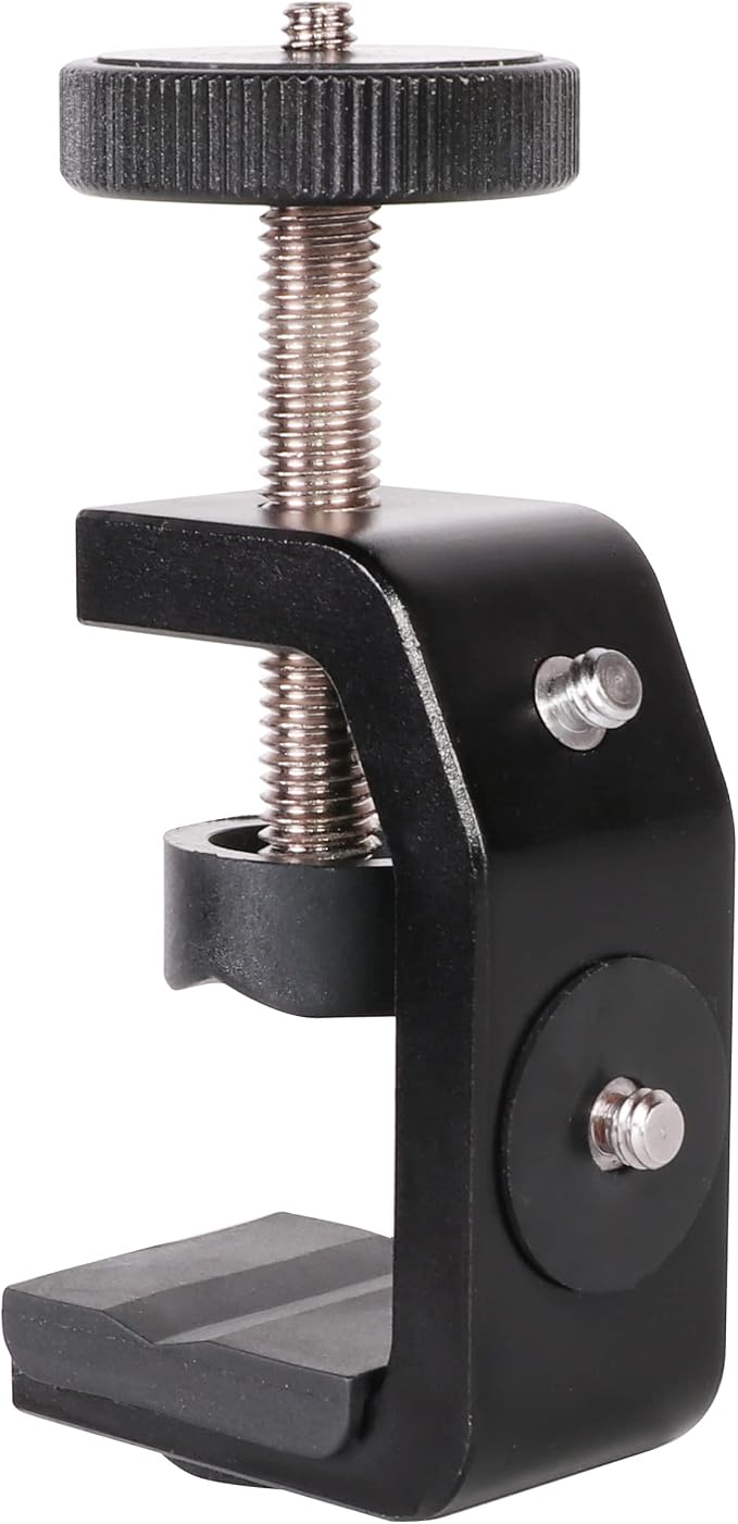 C Clamp Camera Clamp Mount with 1/4" Screw for Photo Studio Video DSLR,Cameras, Light Stand, Desk, Rods, Hooks, Shelves, Cross Bars