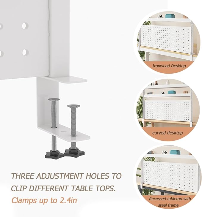 51in Clamp on Desk Organizer Shelf, Desk Extender with Pegboard, Gaming/Computer Desk Accessories with Shelf, Privacy Panel for Office, Clamp-on Desktop Shelving Syste (Black, 51in/140cm)