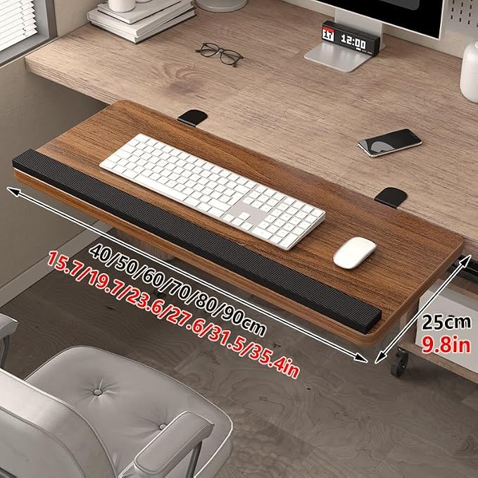 Desktop Extension Tray with Rounded Edges for Added Comfort,Three-Angle Adjustable Edge-Mounted Extension Tray,Sturdy Support,Versatile for Multiple Settings(Natural,60cm/23.6in)
