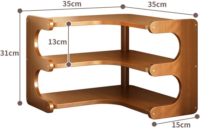 Corner Desk Organizer Desktop Corner Organizer Shelf Desk Organizer Rack Cup Organizer Rack Efficient Wooden Suitable for Kitchen Office Home, 35x35x31cm