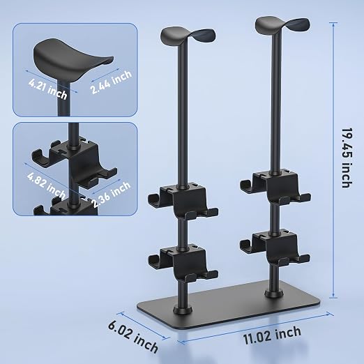 MANMUVIMO Headset Stand Controller Holder for 2 Headset and 8 Controller, Headphone Stand Gaming Controller Holder for PS5 Xbox Airpods Beats Bose, Gaming Room Accessories, Gamer Gifts for Men