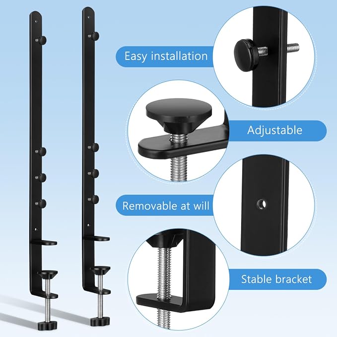 STOBOK 2pcs Desk Clamps, Fixing Bracket Clamps C Metal Pegboard Brackets for Home/Office Adjustable Pegboard Desk Mount