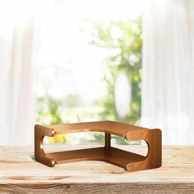 Corner Desk Organizer Desktop Corner Organizer Shelf Desk Organizer Rack Cup Organizer Rack Efficient Wooden Suitable for Kitchen Office Home, 35x35x13cm