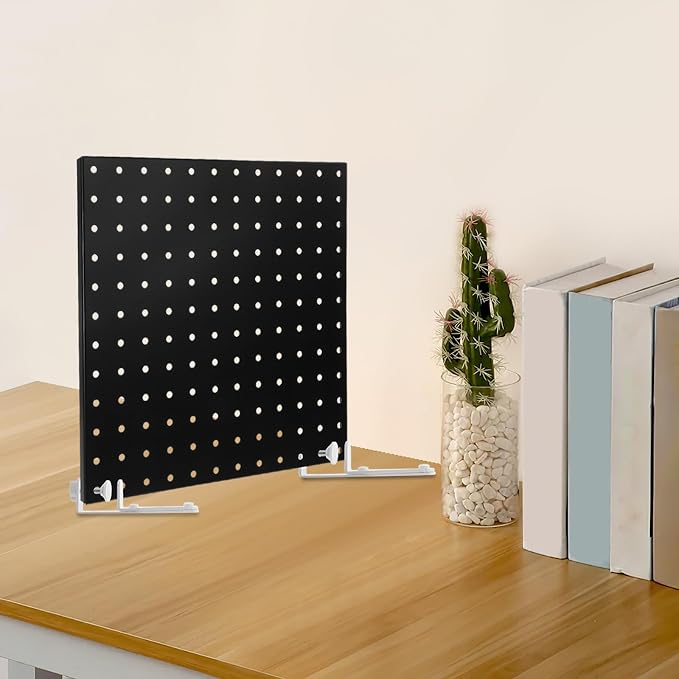 NUOBESTY T-Shaped Tabletop Pegboard Holder Clamp-on Desk Edge Bracket for Stable Pegboard Fixing No Drill Installation Metal Support for Workstation Organization