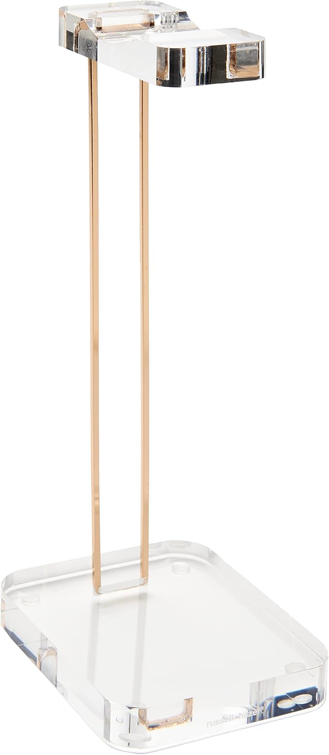 RUSSELL+HAZEL Acrylic Headphones Stand with Gold Hardware, Clear Headset Holder & Desk Accessory for Home Office Workspace Organization, 4" x 5" x 10.5"