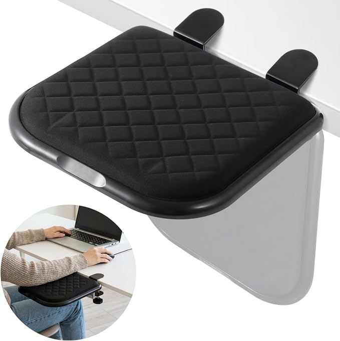 Ergonomic Arm Rest for Desk, 90° Folding Armrest Extension with Soft Memory Foam Pad, No-Drill Clamp Installation, Adjustable Elbow Support Computer Desk Extender for Home, Office