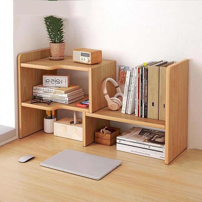 Customizable Multi Layer Desk Organizer for Home, Office Organizers and Storage, Corner Bookshelf on The Desk (Color : Left corner, Size : Yellow)