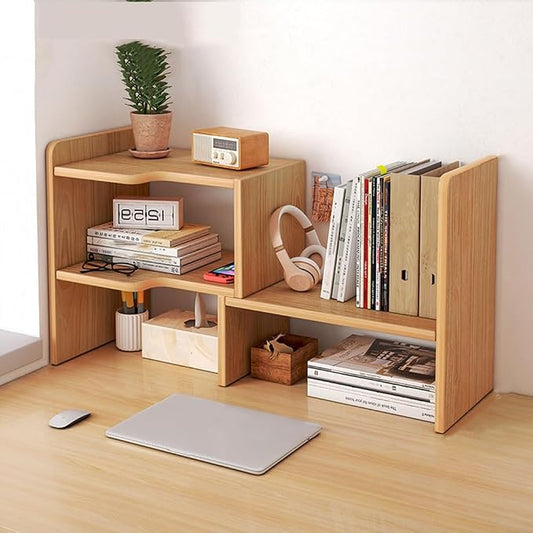 Customizable Multi Layer Desk Organizer for Home, Office Organizers and Storage, Corner Bookshelf on The Desk (Color : Left corner, Size : Yellow)