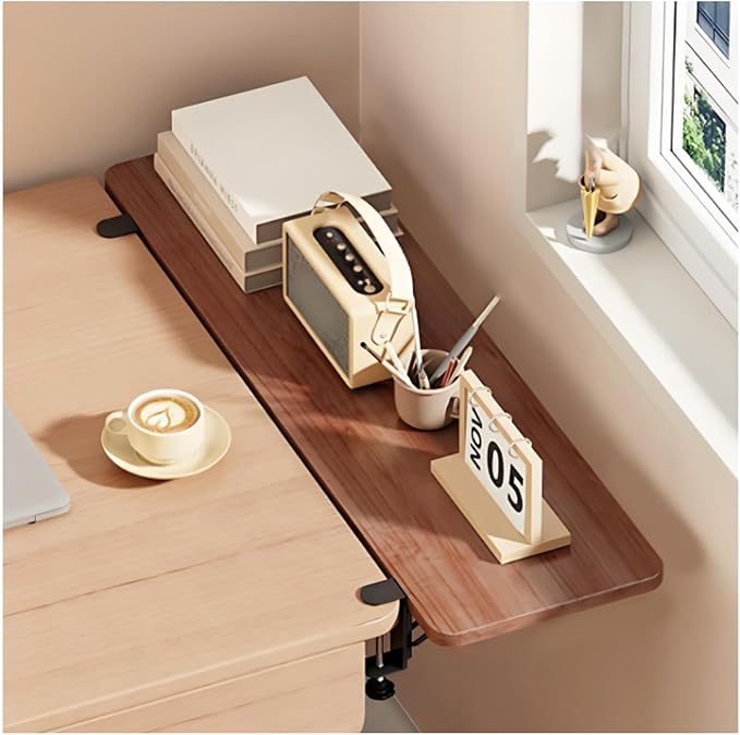 Desk Extender Tray,Clamp-on Kitchen Table Extender Extension Baffle, Removable Foldable Sturdy Support Ergonomic Desk Extender,for Home Office Desktop Extension(Brown,(L*W)23.6*8in/60*20cm)