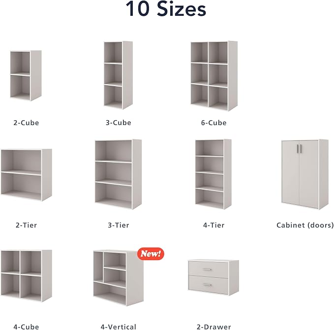 Homes: Inside + Out Apexa 6-Cube Storage Organizer Shelves, Stackable Wood Bookcase Fits Cubby Bins for Organization, Dorm Teen Room Decor & Home Office, Light Blue