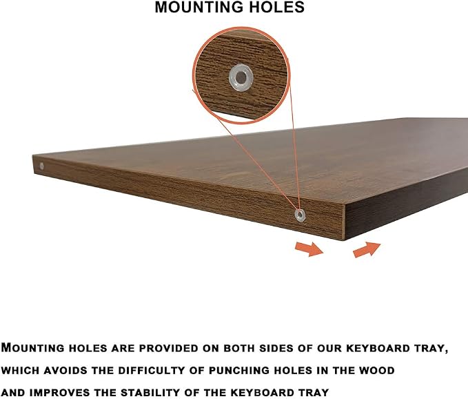 FRMSAET Furniture Accessories Office Product Suits Hardware 20/24/30 inches Keyboard Drawer Tray Wood Holder Under Desk Adjustable Height Platform. (30 inches, Brown)