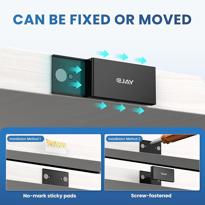 EJAY 10Gbps Magnetic USB-C Hub, 4-Port USB 3.2 Gen2 Desktop Hub with 47" Extra Long Cable, Aluminum USB C Splitter, Under Desk Mount Multi Port USB Hub for MacBook, PC, Surface, SSD, Black
