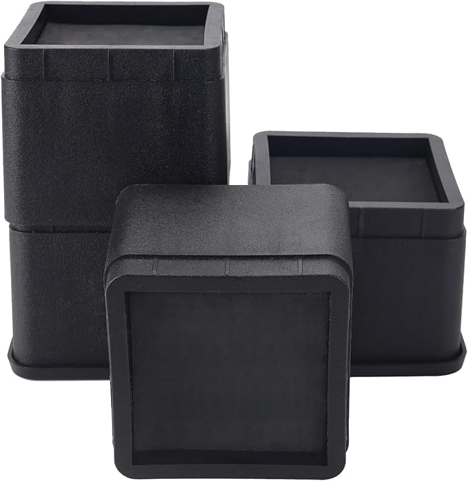BTSD-home 3 Inch Bed Risers, Heavy Duty Furniture Risers for Under Bed Storage, Dorm, Sofa, Table, Chair and Desk, 4 Pack, Black